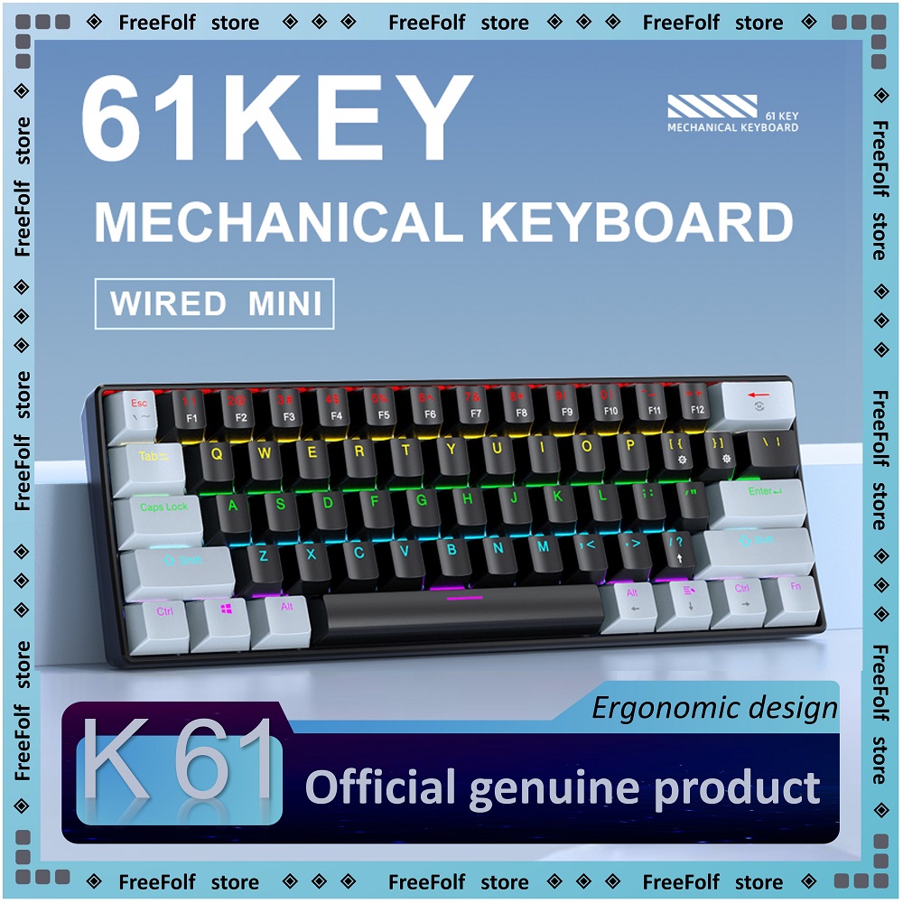Gaming Keyboard Blue Switches - APAYADO K61 Mini 60% Klawiatura do