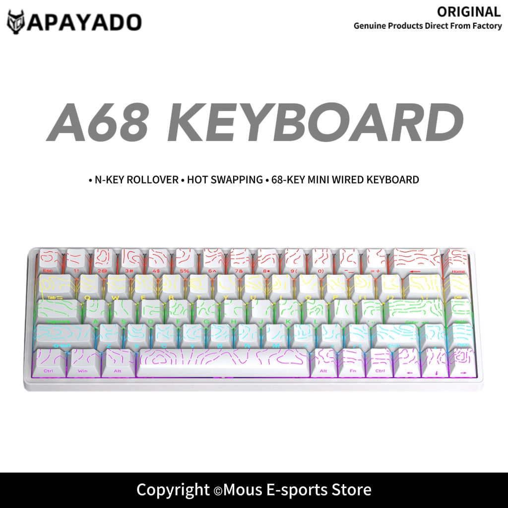 Gaming Keyboard Bundle - APAYADO A68 Przewodowa Klawiatura Mechaniczna z