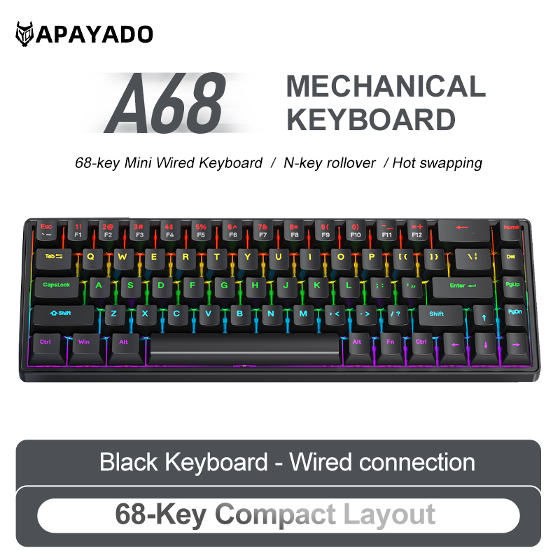 APAYADO A68 Przewodowa Klawiat – Gaming Keyboard Bundle recenzja i cena
